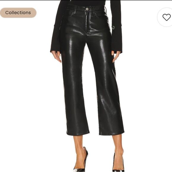 NWT FRAME Le Jane Crop Recycled Leather in Noir Revolve Size 27